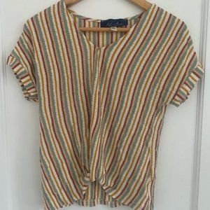 Blue Rain (Francesca's) Striped Front-tie shirt, xs